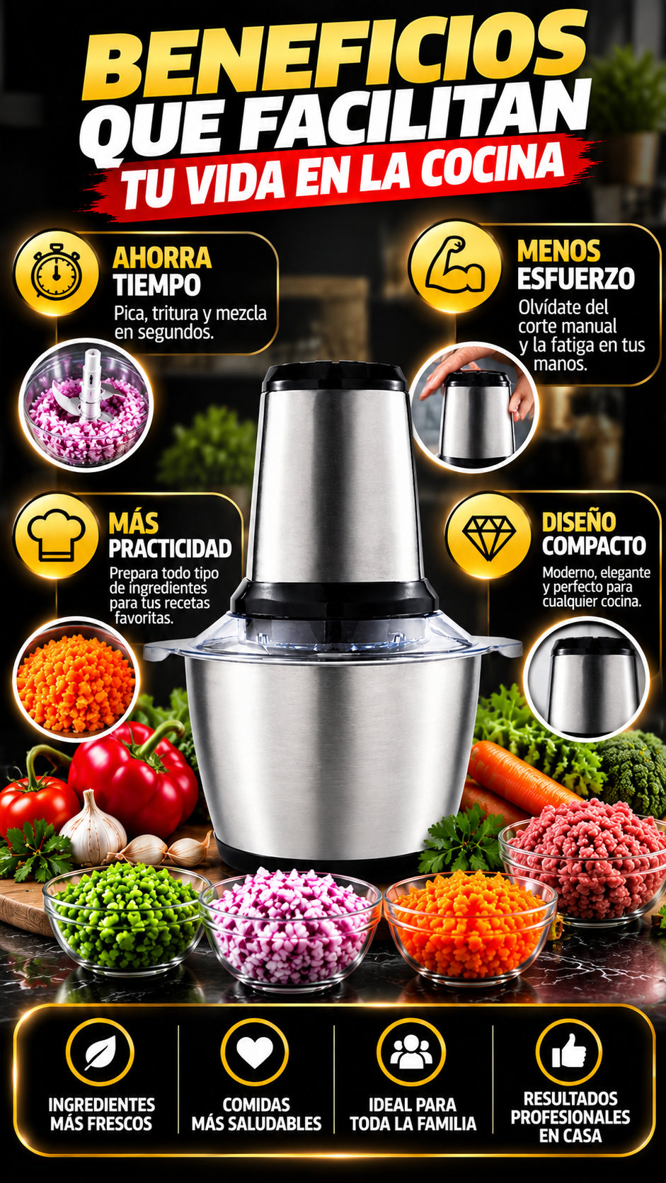 CHOPMAX™ PRO | Procesador Eléctrico Multifuncional